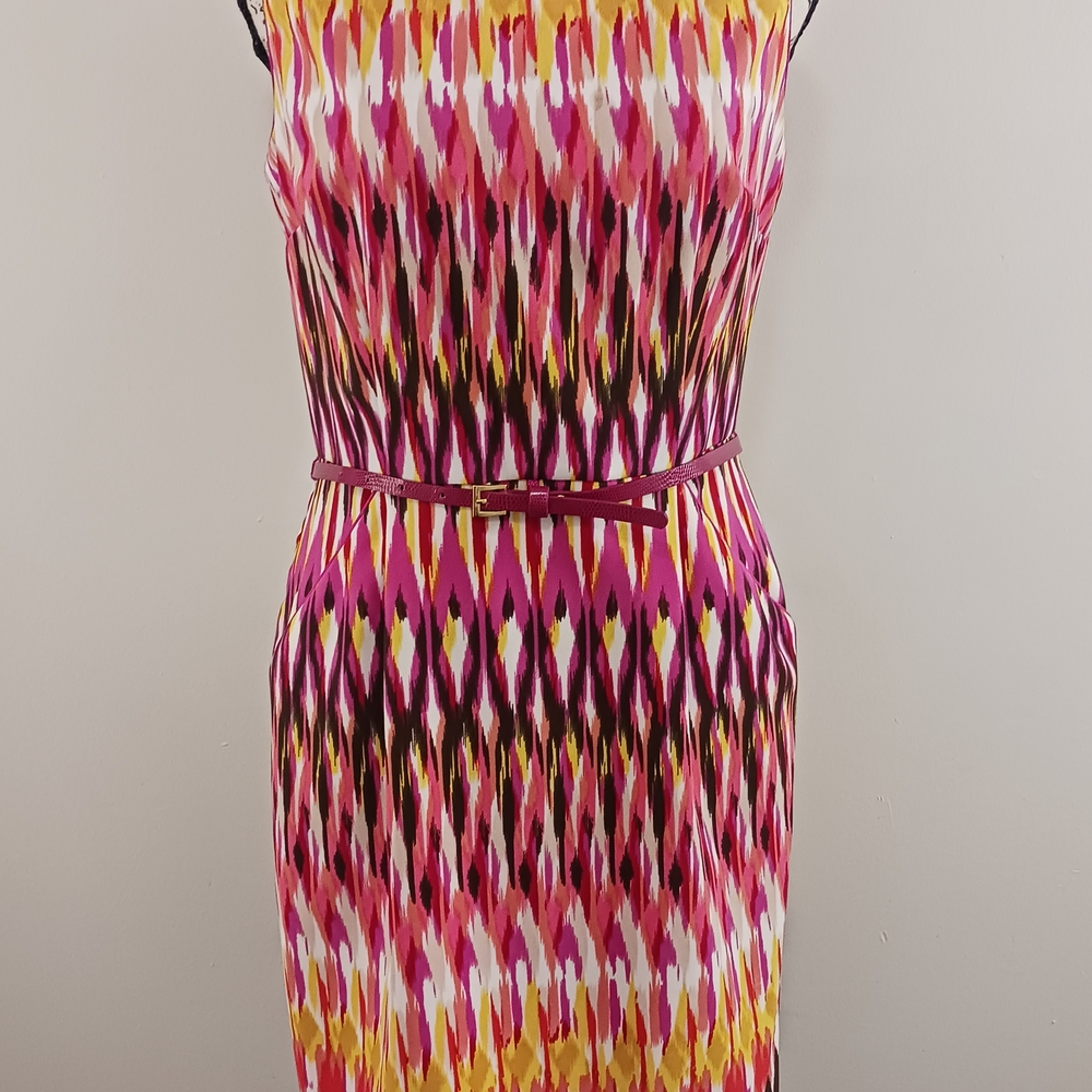 Womens Roz & Ali Pink Multicolored Sheath Midi Dress M